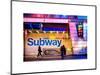 Entrance of a Subway Station in Times Square - Urban Street Scene by Night - Manhattan - New York-Philippe Hugonnard-Mounted Art Print