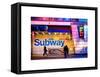 Entrance of a Subway Station in Times Square - Urban Street Scene by Night - Manhattan - New York-Philippe Hugonnard-Framed Stretched Canvas