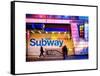 Entrance of a Subway Station in Times Square - Urban Street Scene by Night - Manhattan - New York-Philippe Hugonnard-Framed Stretched Canvas