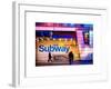 Entrance of a Subway Station in Times Square - Urban Street Scene by Night - Manhattan - New York-Philippe Hugonnard-Framed Art Print