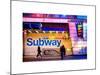 Entrance of a Subway Station in Times Square - Urban Street Scene by Night - Manhattan - New York-Philippe Hugonnard-Mounted Art Print