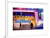 Entrance of a Subway Station in Times Square - Urban Street Scene by Night - Manhattan - New York-Philippe Hugonnard-Framed Art Print