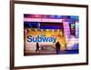 Entrance of a Subway Station in Times Square - Urban Street Scene by Night - Manhattan - New York-Philippe Hugonnard-Framed Art Print