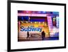 Entrance of a Subway Station in Times Square - Urban Street Scene by Night - Manhattan - New York-Philippe Hugonnard-Framed Art Print