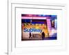 Entrance of a Subway Station in Times Square - Urban Street Scene by Night - Manhattan - New York-Philippe Hugonnard-Framed Art Print