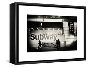 Entrance of a Subway Station in Times Square - Urban Street Scene by Night - Manhattan - New York-Philippe Hugonnard-Framed Stretched Canvas