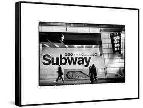 Entrance of a Subway Station in Times Square - Urban Street Scene by Night - Manhattan-Philippe Hugonnard-Framed Stretched Canvas