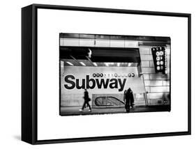 Entrance of a Subway Station in Times Square - Urban Street Scene by Night - Manhattan-Philippe Hugonnard-Framed Stretched Canvas