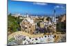 Entrance of Park Güell with City Skyline Behind, Barcelona, Catalonia, Spain-Stefano Politi Markovina-Mounted Photographic Print