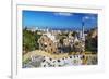 Entrance of Park Güell with City Skyline Behind, Barcelona, Catalonia, Spain-Stefano Politi Markovina-Framed Photographic Print