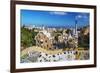 Entrance of Park Güell with City Skyline Behind, Barcelona, Catalonia, Spain-Stefano Politi Markovina-Framed Photographic Print