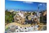 Entrance of Park Güell with City Skyline Behind, Barcelona, Catalonia, Spain-Stefano Politi Markovina-Mounted Photographic Print