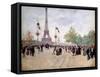 Entrance of the 1889 Universal Exhibition. Painting by Jean Beraud (1849-1935), 1889. Oil on Wood.-Jean Beraud-Framed Stretched Canvas