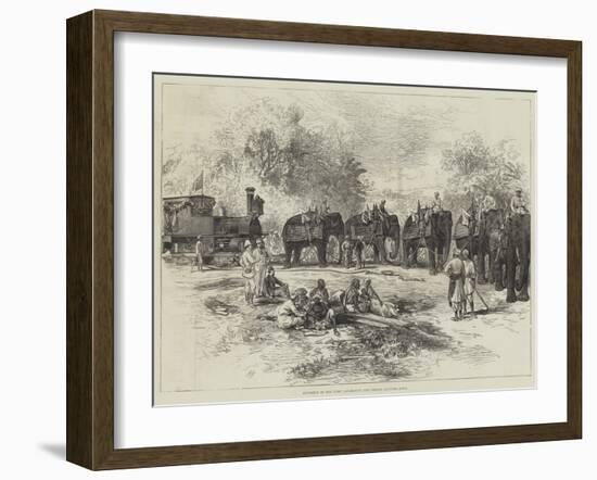 Entrance of the First Locomotive into Indore, Central India-null-Framed Premium Giclee Print