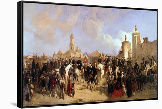 Entrance of the French Expeditionary Corps into Mexico City,1863-Jean Adolphe Beauce-Framed Stretched Canvas