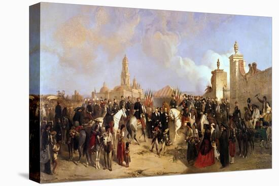 Entrance of the French Expeditionary Corps into Mexico City,1863-Jean Adolphe Beauce-Stretched Canvas