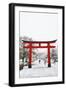 Entrance path to Fushimi Inari Shrine in winter, Kyoto, Japan, Asia-Damien Douxchamps-Framed Photographic Print