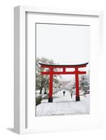 Entrance path to Fushimi Inari Shrine in winter, Kyoto, Japan, Asia-Damien Douxchamps-Framed Photographic Print