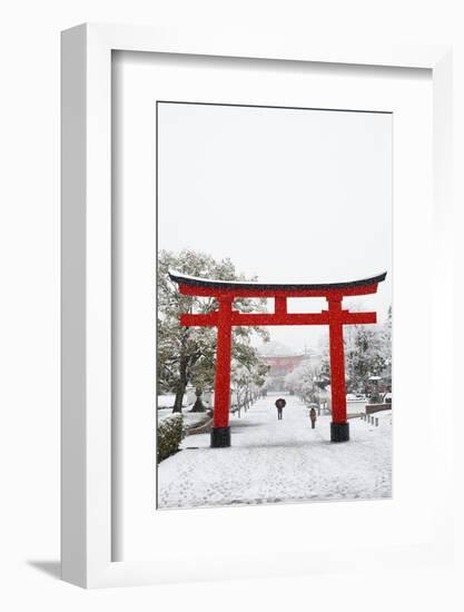 Entrance path to Fushimi Inari Shrine in winter, Kyoto, Japan, Asia-Damien Douxchamps-Framed Photographic Print