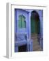 Entrance Porch and Window of Blue Painted Haveli, Old City, Jodhpur, Rajasthan State, India-Eitan Simanor-Framed Photographic Print