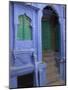 Entrance Porch and Window of Blue Painted Haveli, Old City, Jodhpur, Rajasthan State, India-Eitan Simanor-Mounted Photographic Print