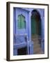 Entrance Porch and Window of Blue Painted Haveli, Old City, Jodhpur, Rajasthan State, India-Eitan Simanor-Framed Photographic Print