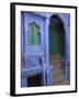 Entrance Porch and Window of Blue Painted Haveli, Old City, Jodhpur, Rajasthan State, India-Eitan Simanor-Framed Photographic Print