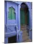 Entrance Porch and Window of Blue Painted Haveli, Old City, Jodhpur, Rajasthan State, India-Eitan Simanor-Mounted Photographic Print