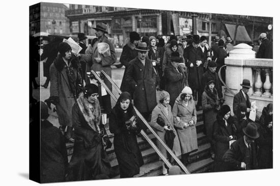 Entrance to a Metro Station, Paris, 1931-Ernest Flammarion-Stretched Canvas