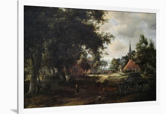 Entrance to a Village-Meindert Hobbema-Framed Art Print