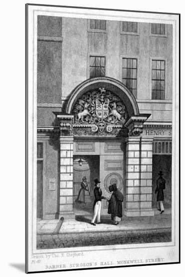 Entrance to Barber Surgeons' Hall, City of London, 1830-John Greig-Mounted Giclee Print