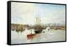 Entrance to Barry Dock, South Wales, 1897-William Lionel Wyllie-Framed Stretched Canvas