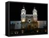 Entrance to Convento de San Francisco at night, Plaza De San Francisco, Quito, Ecuador-null-Framed Stretched Canvas