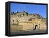 Entrance to Edinburgh Castle under Clear Blue Sky, Edinburgh, Lothian, Scotland-Chris Hepburn-Framed Stretched Canvas