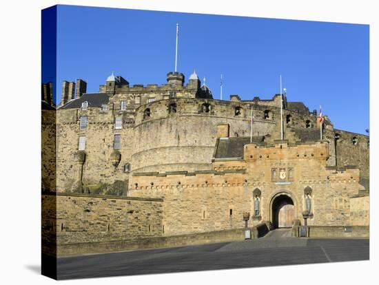 Entrance to Edinburgh Castle under Clear Blue Sky, Edinburgh, Lothian, Scotland-Chris Hepburn-Stretched Canvas