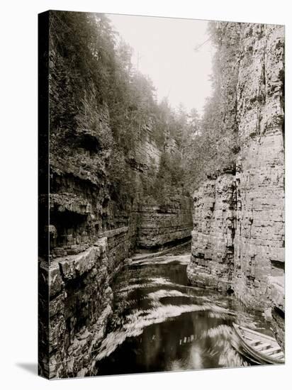 Entrance to Flume, Ausable Chasm, N.Y.-null-Stretched Canvas