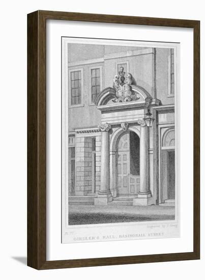 Entrance to Girdlers' Hall, Basinghall Street, City of London, 1830-John Greig-Framed Giclee Print