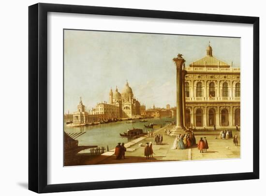 Entrance to Grand Canal, Venice, with Piazzetta and the Church of Santa Maria Della Salute-Canaletto-Framed Premium Giclee Print