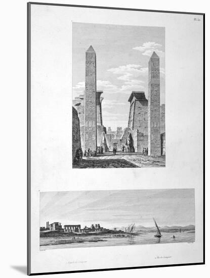 Entrance to Luxor Temple, and View of Louqsor, 1802-Baltard-Mounted Giclee Print