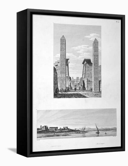 Entrance to Luxor Temple, and View of Louqsor, 1802-Baltard-Framed Stretched Canvas