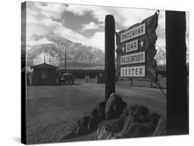 Entrance to Manzanar Relocation Center-Ansel Adams-Stretched Canvas
