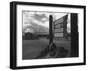 Entrance to Manzanar Relocation Center-Ansel Adams-Framed Photo