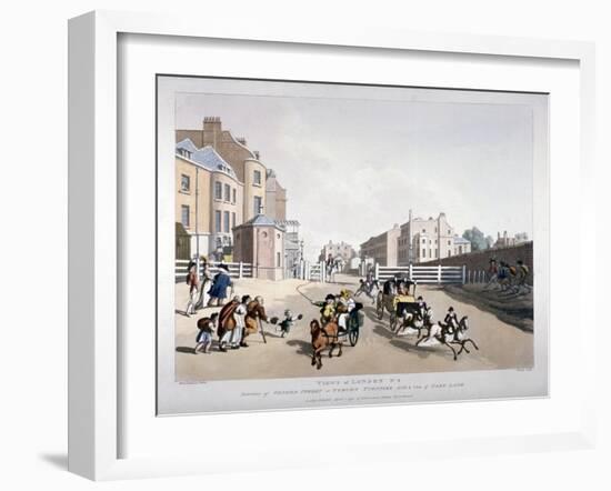 Entrance to Oxford Street at the Tyburn Turnpike, London, 1798-Heinrich Schutz-Framed Giclee Print
