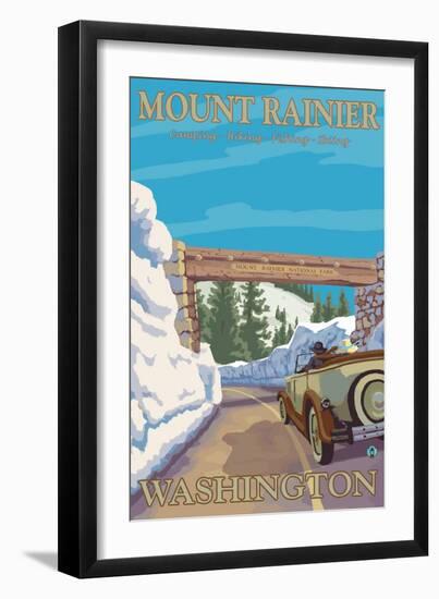 Entrance to Park, Mt. Rainier National Park, Washington-Lantern Press-Framed Art Print