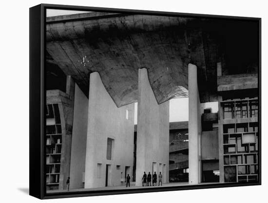 Entrance to Punjab High Court Building, Designed by Le Corbusier, in the New Capital City of Punjab-James Burke-Framed Stretched Canvas