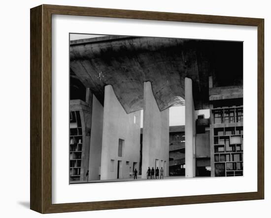 Entrance to Punjab High Court Building, Designed by Le Corbusier, in the New Capital City of Punjab-James Burke-Framed Premium Photographic Print