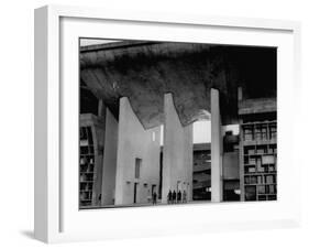 Entrance to Punjab High Court Building, Designed by Le Corbusier, in the New Capital City of Punjab-James Burke-Framed Premium Photographic Print