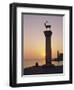 Entrance to Rhodes Harbour at Dawn, Rhodes, Dodecanese Islands, Greece, Europe-John Miller-Framed Photographic Print