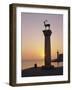 Entrance to Rhodes Harbour at Dawn, Rhodes, Dodecanese Islands, Greece, Europe-John Miller-Framed Photographic Print