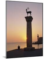 Entrance to Rhodes Harbour at Dawn, Rhodes, Dodecanese Islands, Greece, Europe-John Miller-Mounted Photographic Print